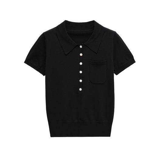 Sophie | Effortless Knitted Short Sleeve Polo Shirt