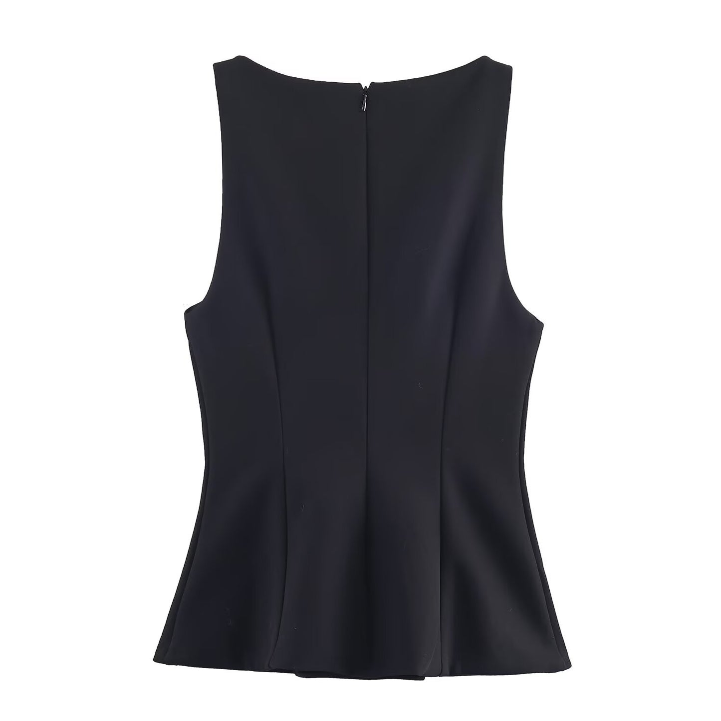 Margot | Fitted Button Detail Tank Top Black Sleeveless