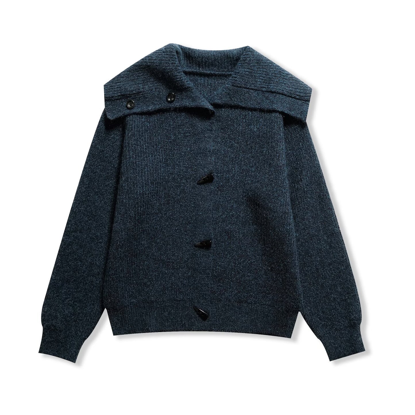 Suki | Autumn Oversized Shirt Grey Knitted Long Sleeve Collared