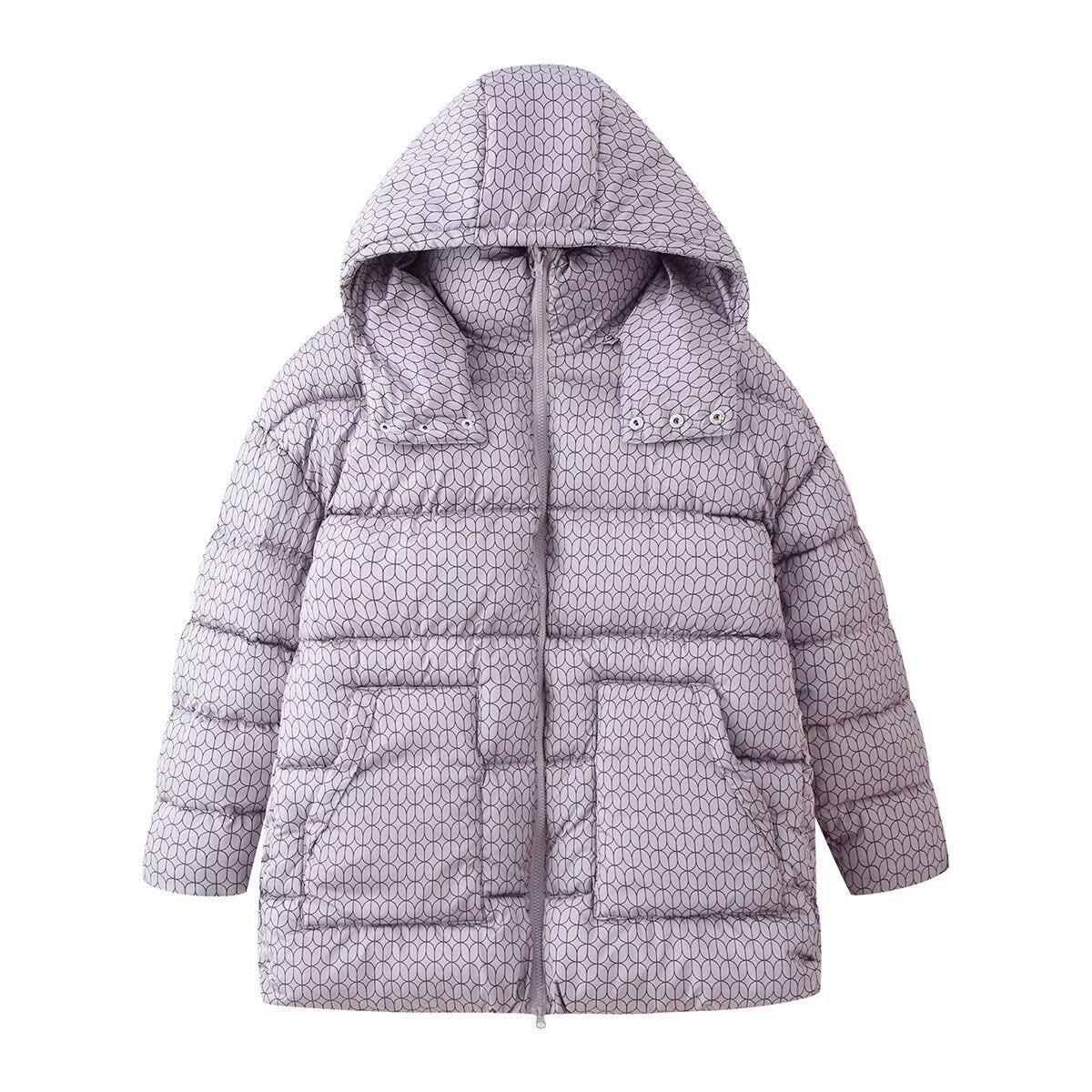 Zuri | Winter Quilted Puffer Jacket Navy Long Padded Hooded