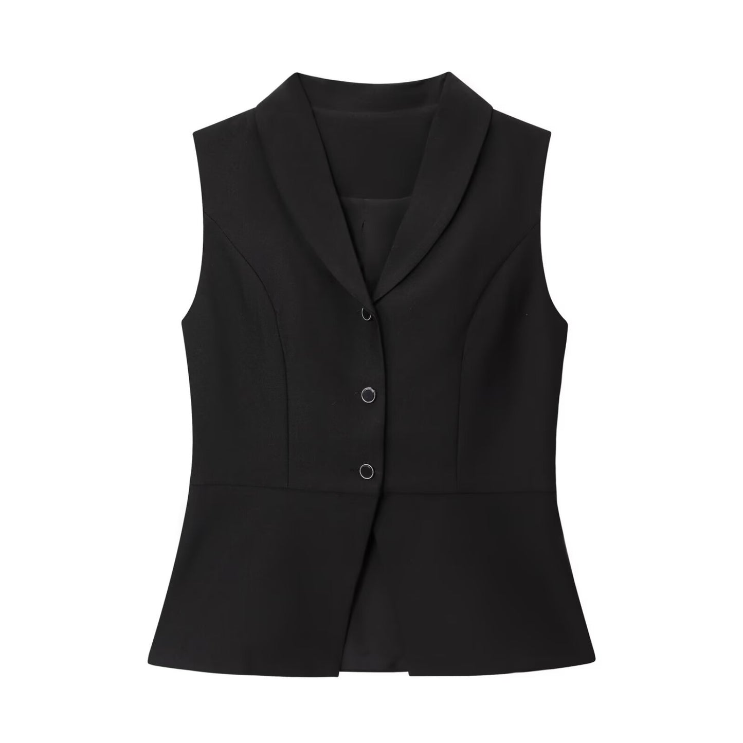 Thea | Smart Casual Sleeveless Blazer Cream Button Front Fitted