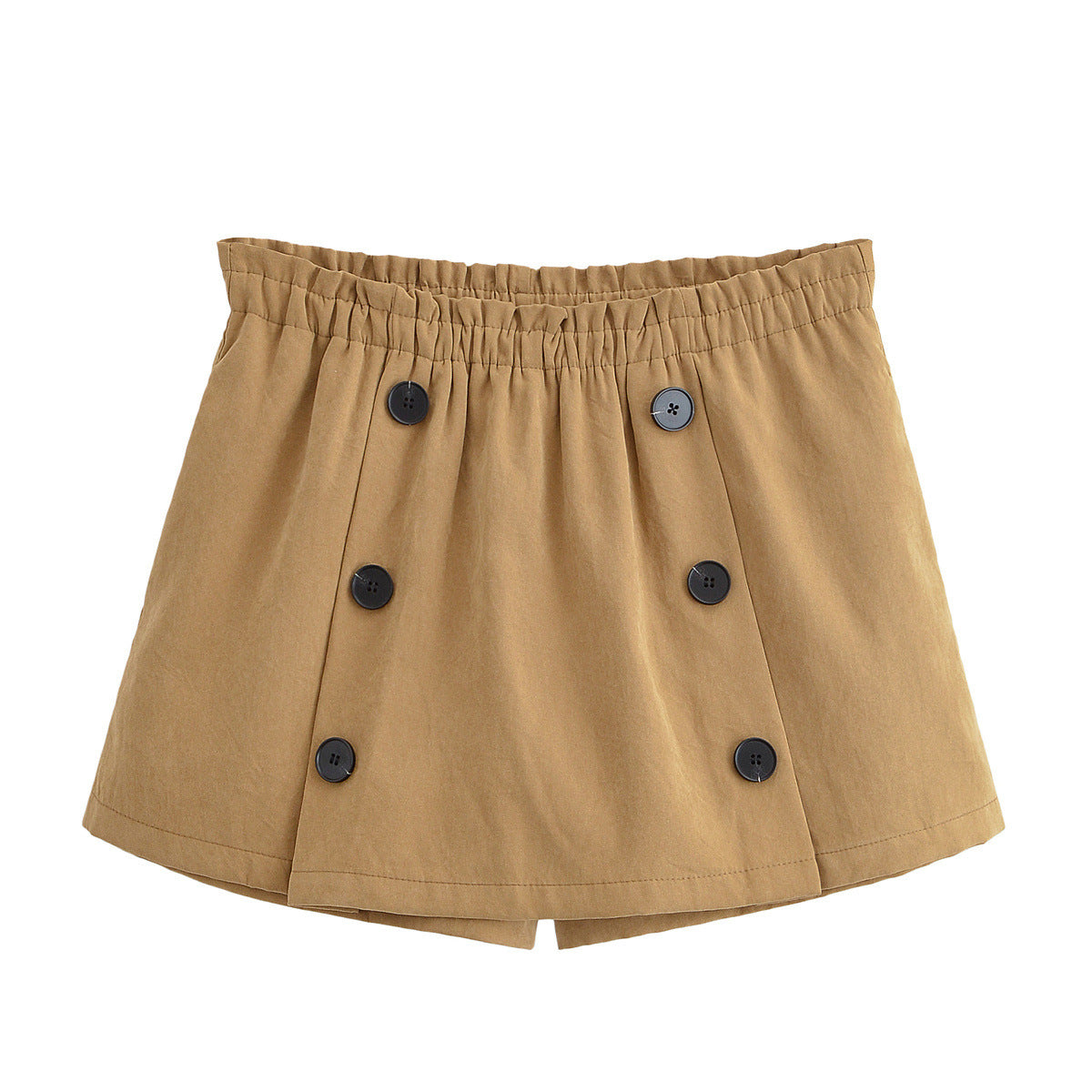 Thea | High Waisted Button Front Shorts Beige Tailored