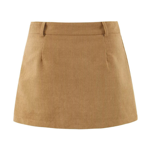 Esme | Mini Skirt Beige Corduroy High Waisted Tailored