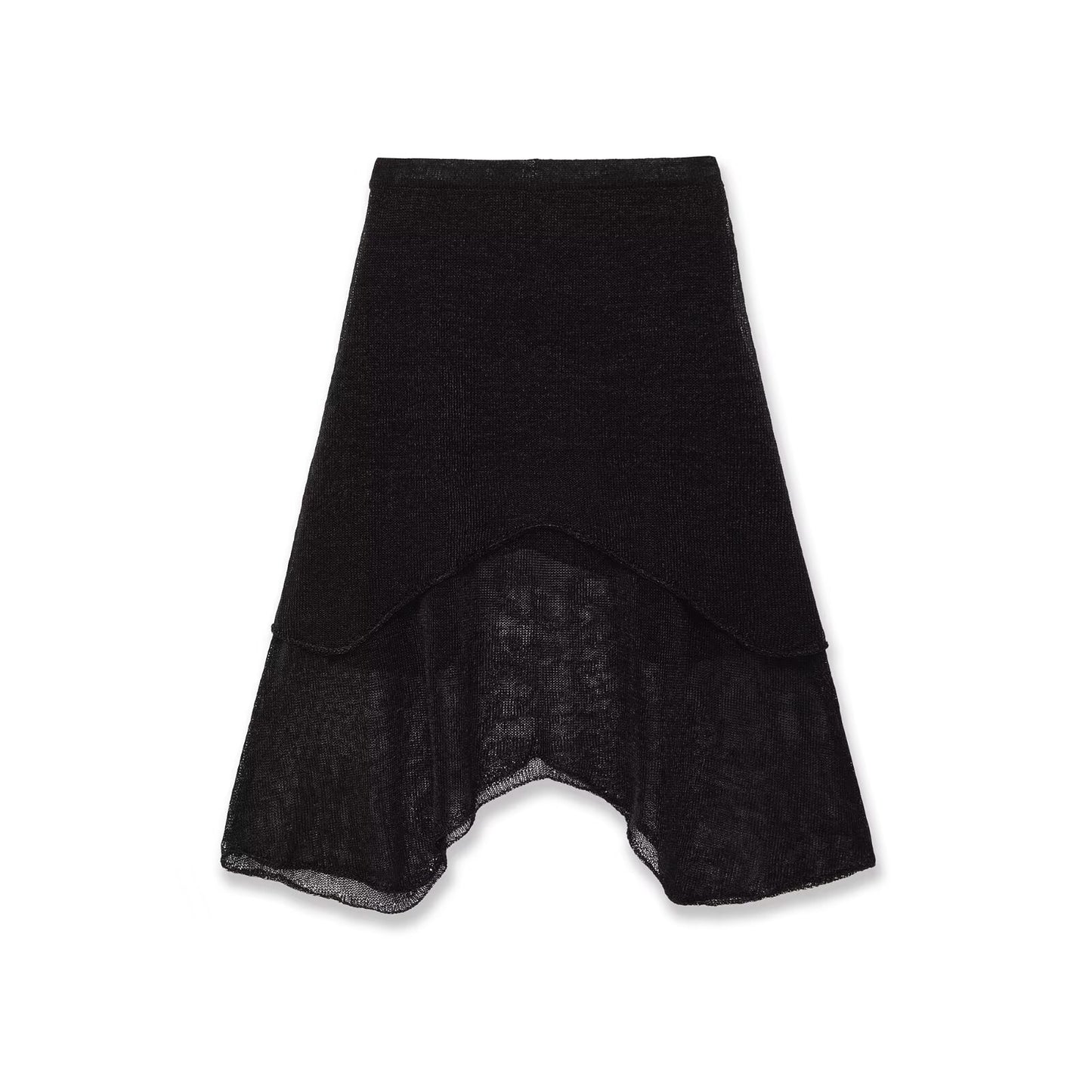 Cleo | Midi Skirt Black Sheer Asymmetric Layered