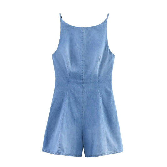Briar | Casual Denim Romper Light Blue Sleeveless Short