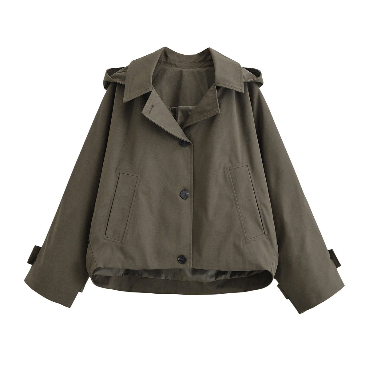 Quinn | Casual Rain Jacket Khaki Hooded Cropped