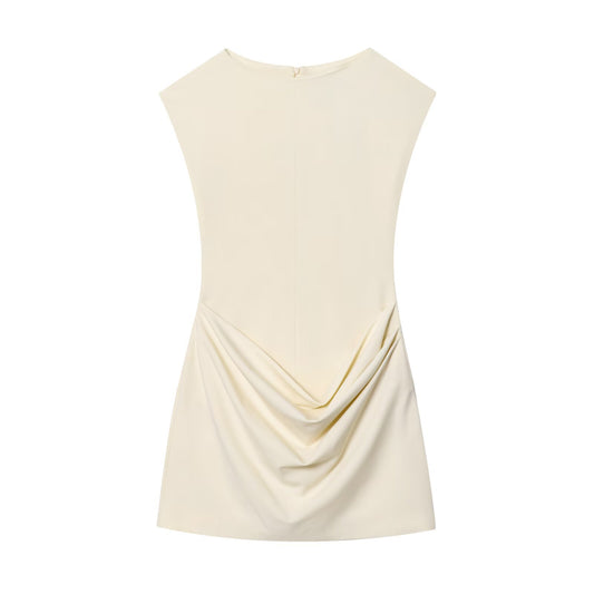 Thea | Elegant Ruched Mini Dress Cream