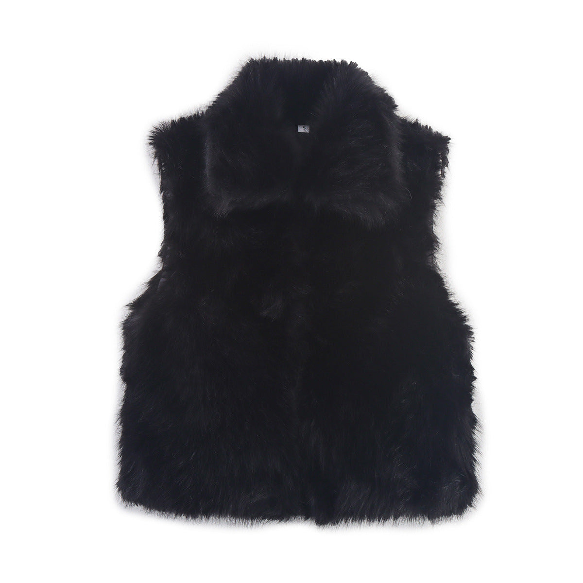 Thea | Faux Fur Vest Black Sleeveless Fluffy Open Front