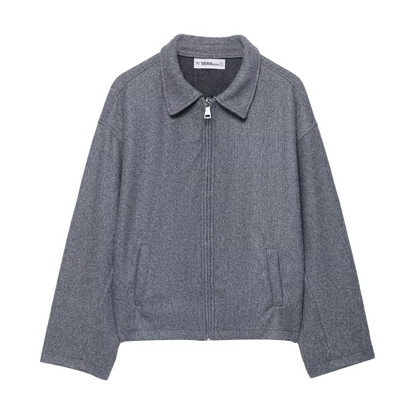 Isla | Casual Grey Fleece Jacket Zip Up Collared Oversized