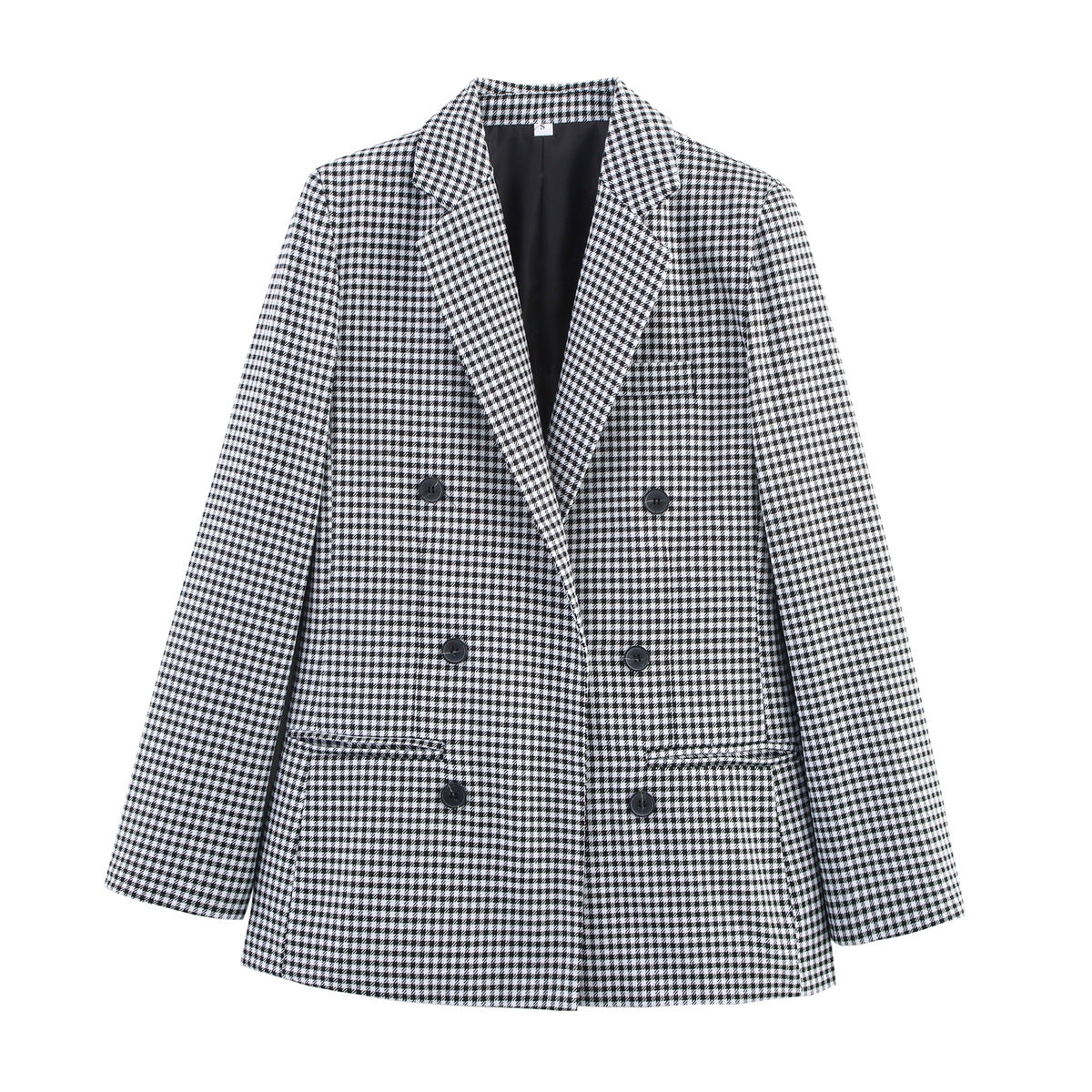 Margot | Houndstooth Double Breasted Blazer Black White
