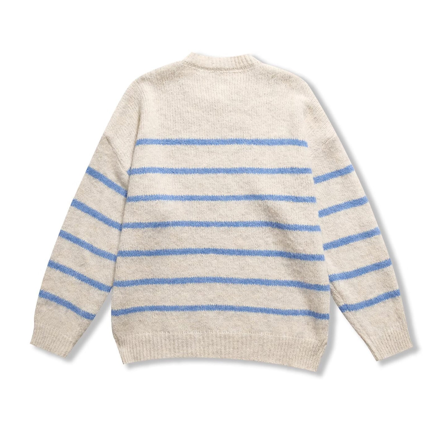 Elise | Striped Knitted Sweater Cream Blue Long Sleeve