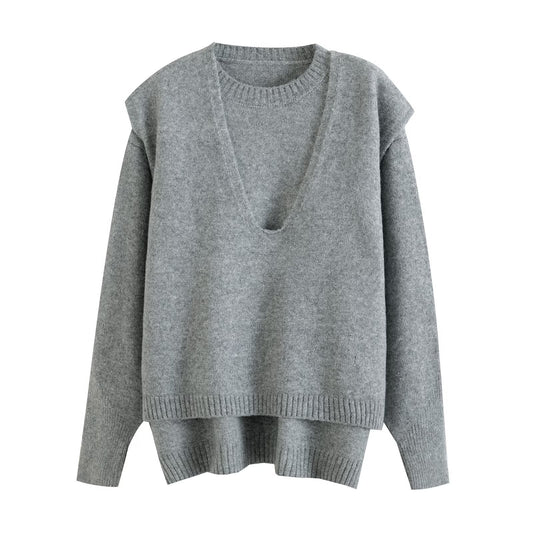 Isla | Casual Crew Neck Knitted Top Cream Long Sleeve