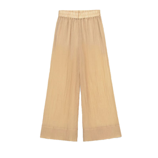 Ayla | Casual Wide Leg Trousers Cream Pleated