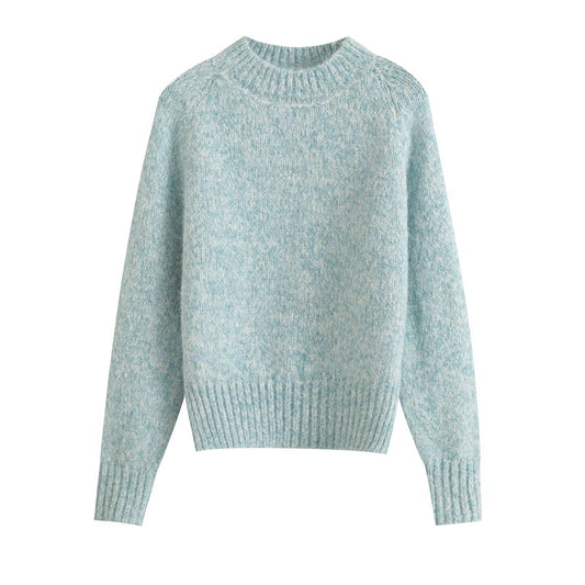 Margot | Cozy Heathered Knit Sweater Pink Crew Neck