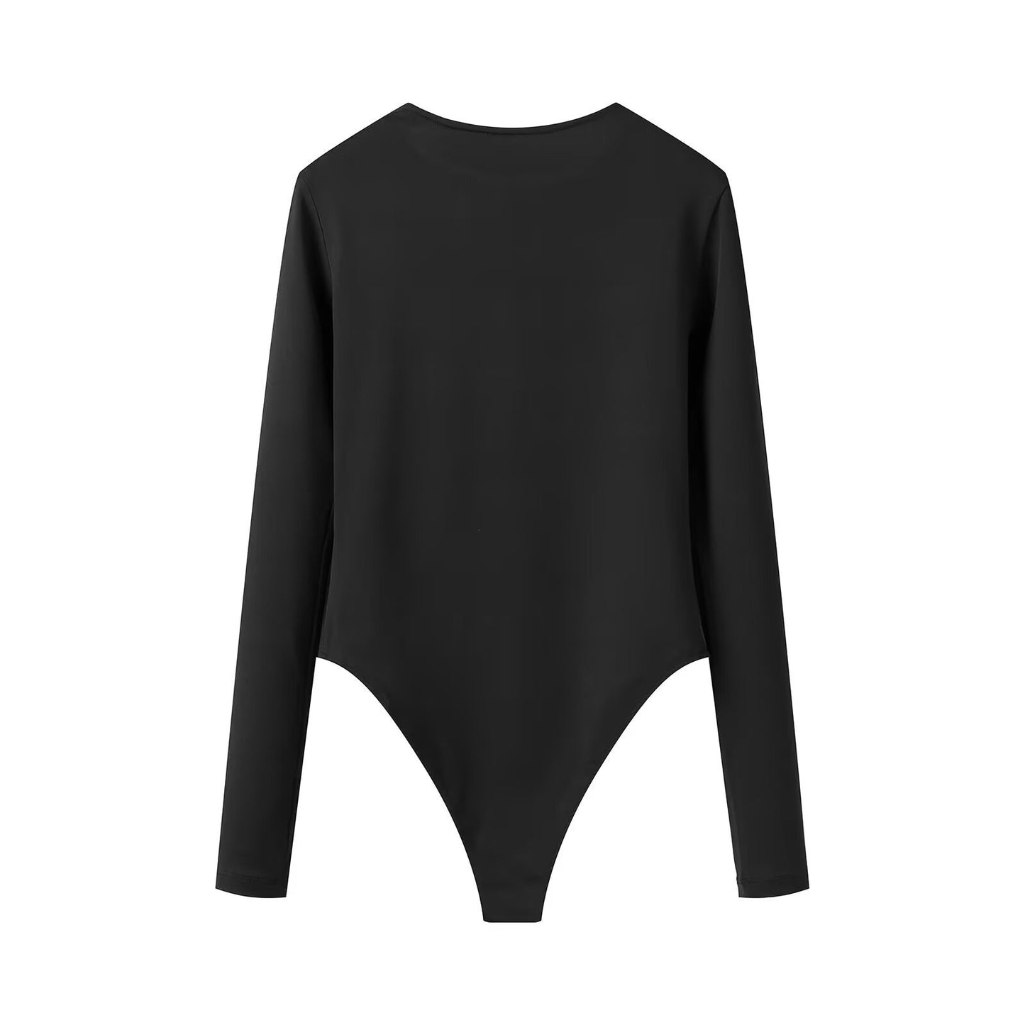 Stella | Casual Long Sleeve Bodysuit Black Crew Neck