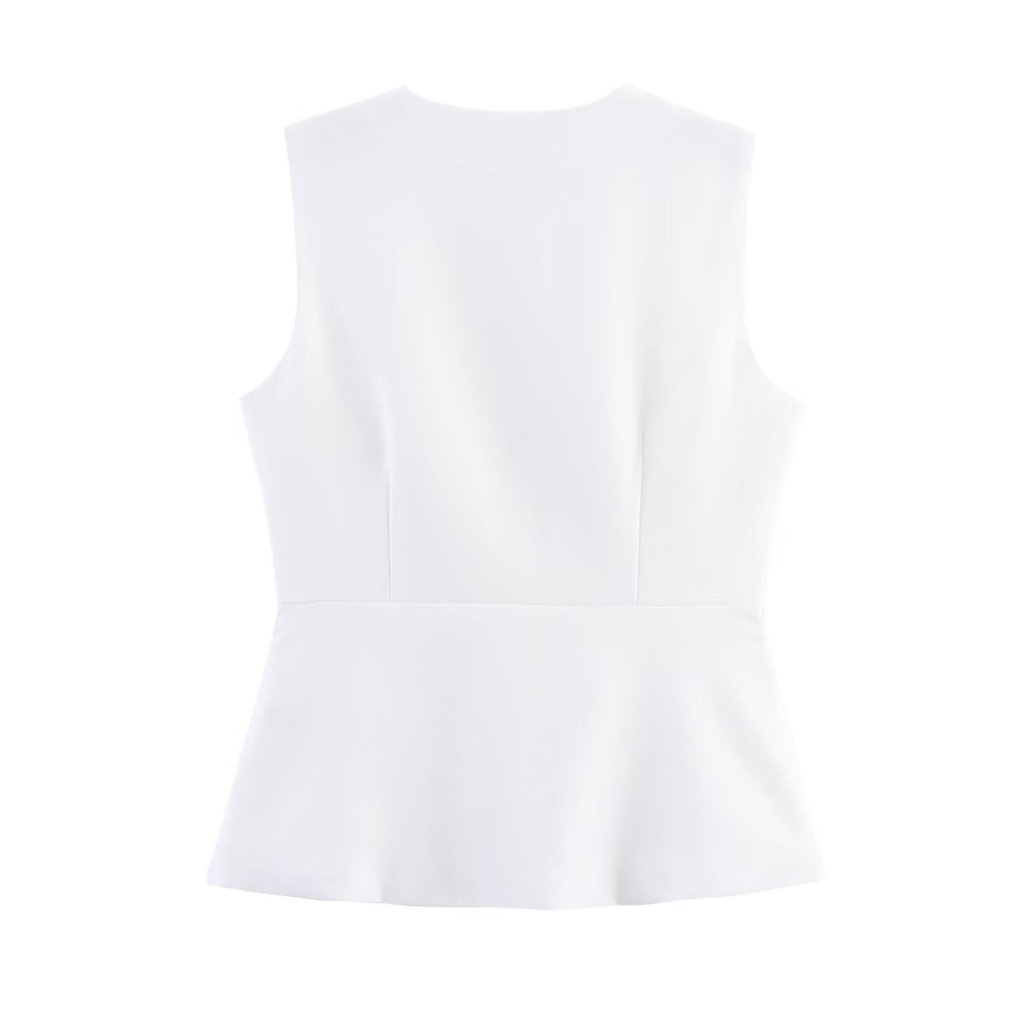 Nina | Elegant Sleeveless Blazer White V Neck Tailored Button Front
