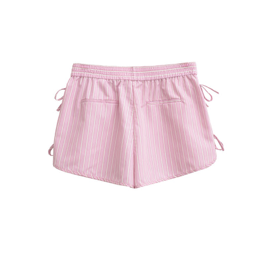 Nola | Striped Shorts Pink Tie Side High Waisted