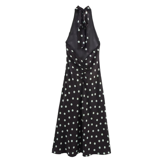 Greta | Black Maxi Dress Polka Dot
