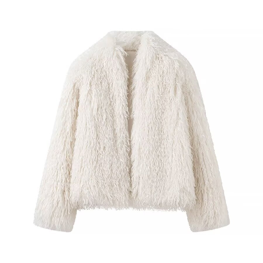 Vera | Faux Fur Coat Cream Fluffy Oversized