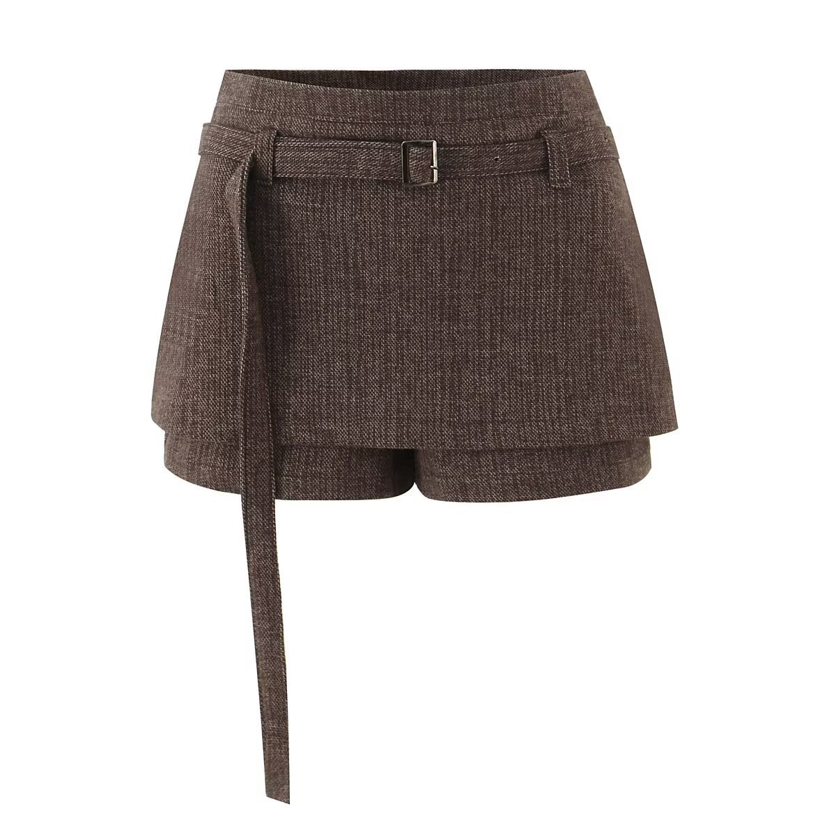 Romy | Tailored Shorts Grey High Waisted Belted Wrap Skort