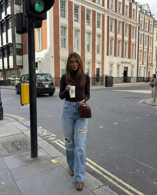 Vera | High Waisted Wide Leg Jeans Light Blue Ripped Distressed