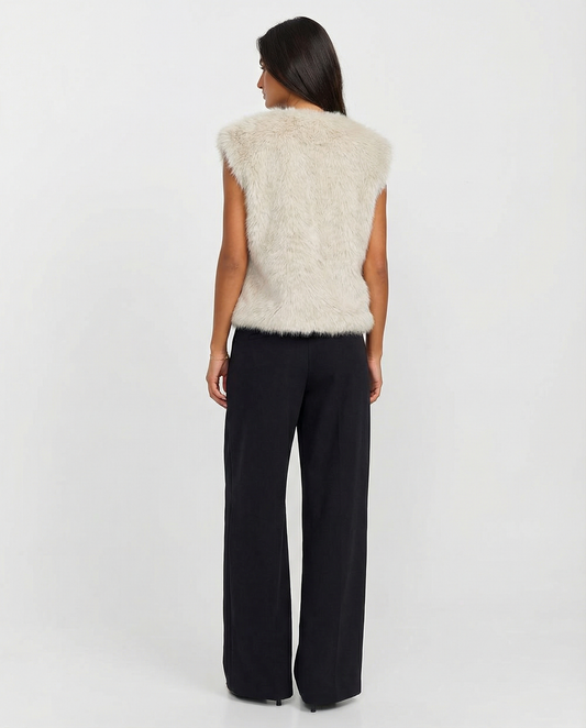 Vera | Faux Fur Vest Cream Sleeveless