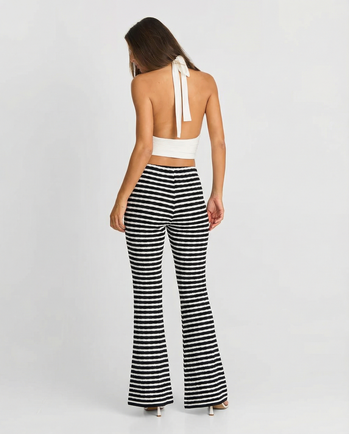 Margot | Striped Wide Leg Pants Black White Flared