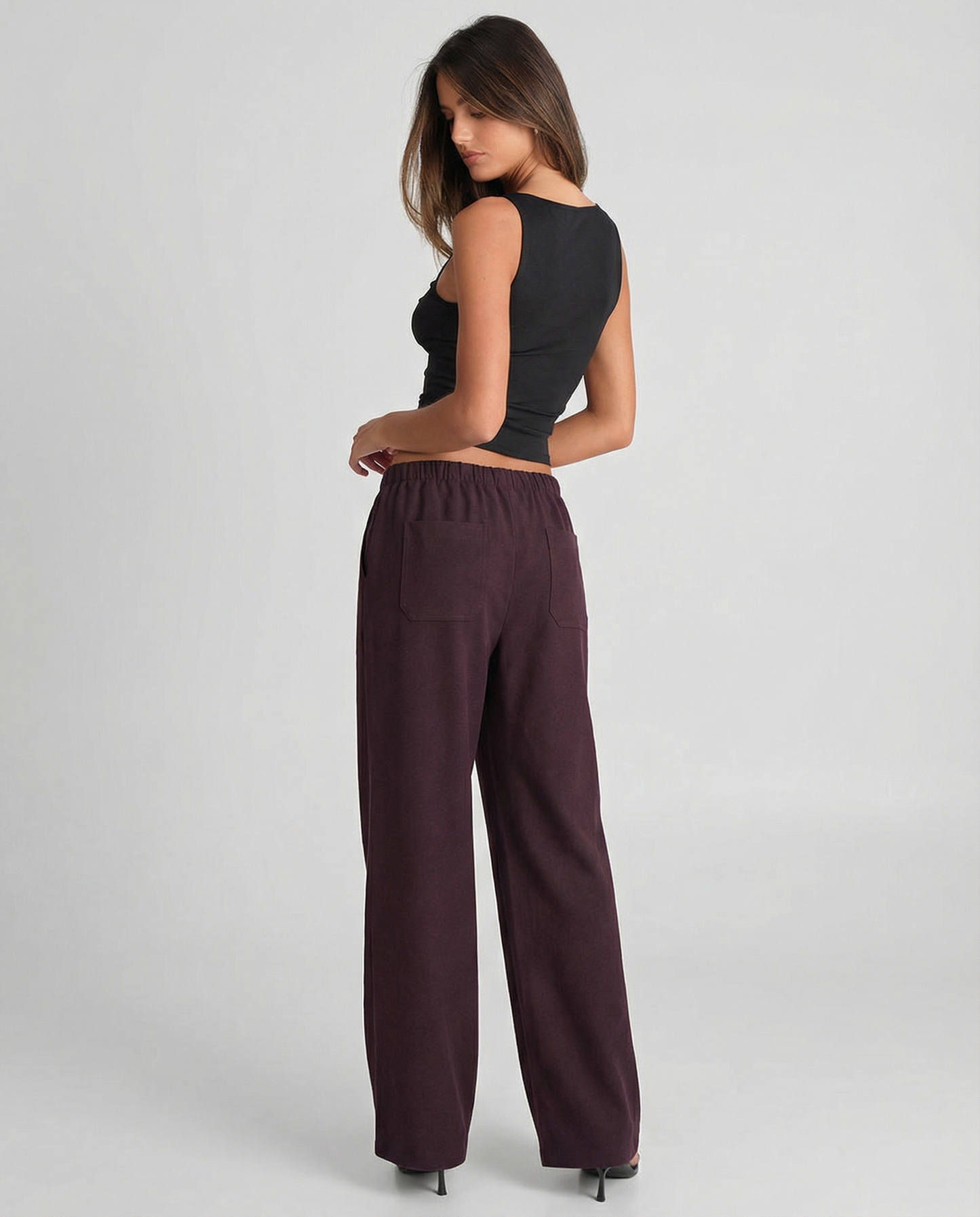 Xena | Casual Wide Leg Joggers Brown Drawstring