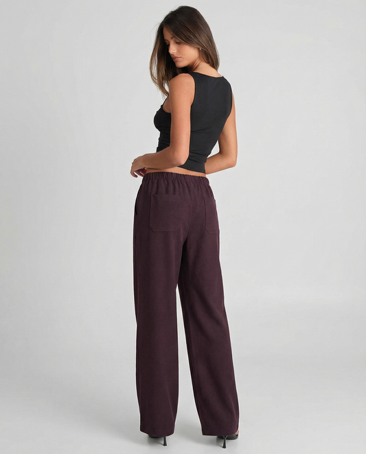 Thea | Wide Leg Sweatpants Brown Drawstring Relaxed