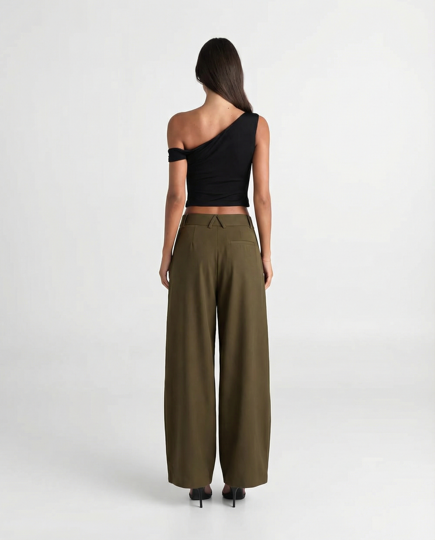 Margot | Pleated Wide Leg Pants Brown High Waisted
