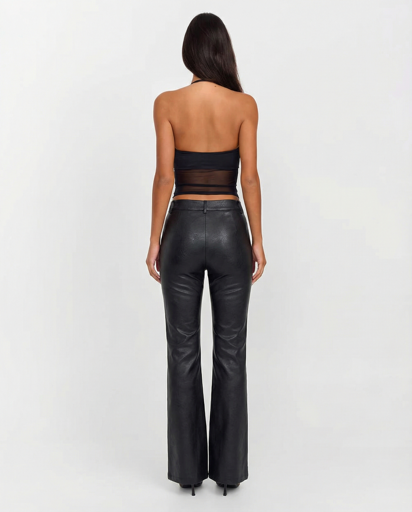 Vera | Faux Leather Flared Pants Black High Waisted