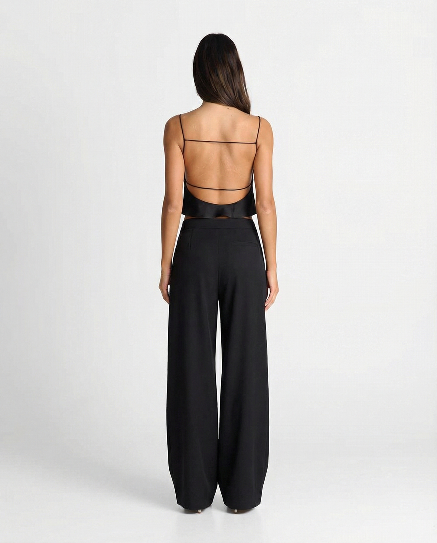 Alma | Wide Leg Tailored Trousers Black High Waisted