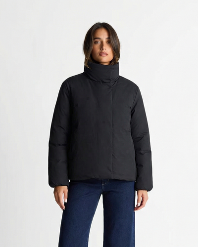 Maeve | Winter Puffer Jacket Black Oversized High Neck Quilted