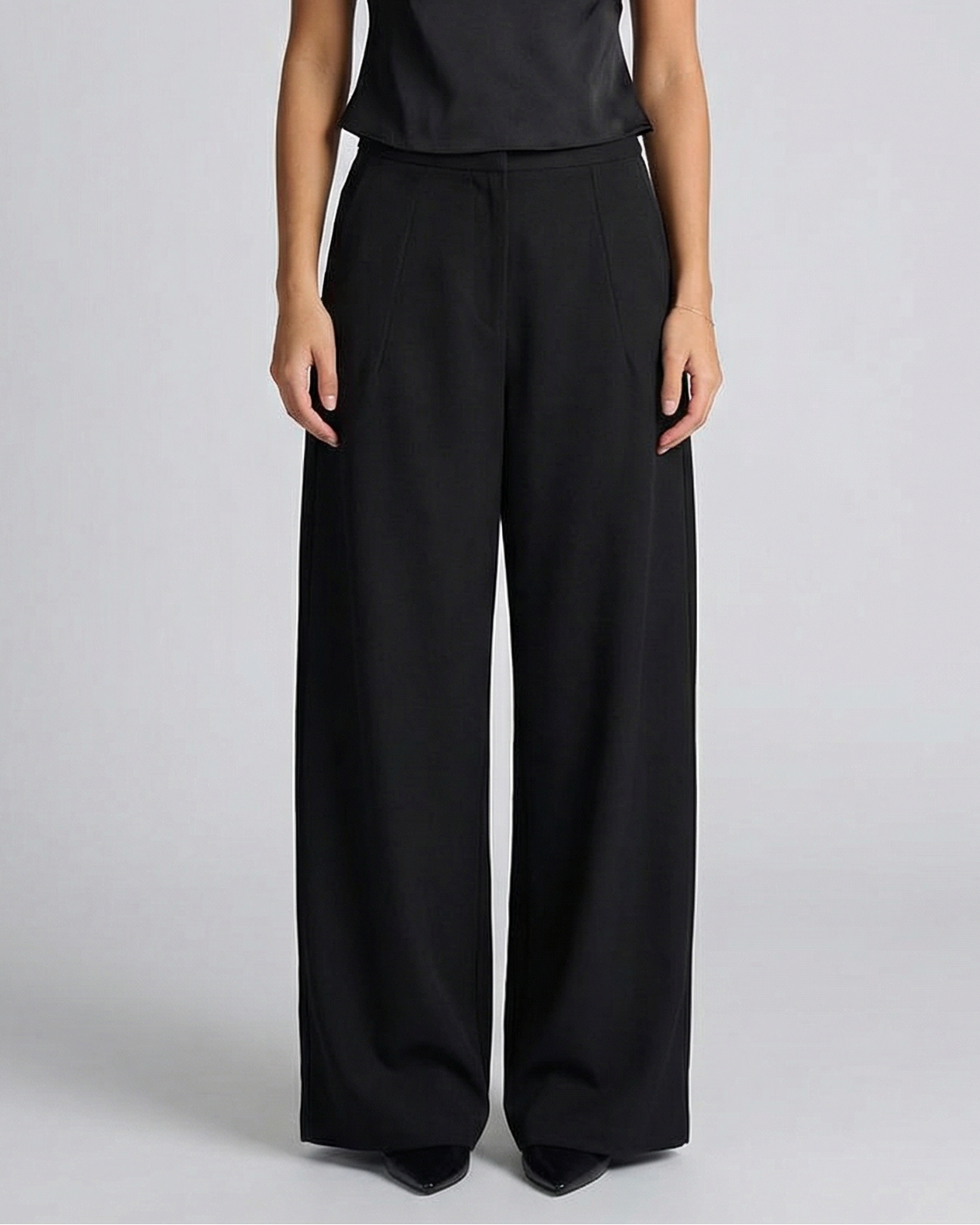 Alma | Wide Leg Tailored Trousers Black High Waisted