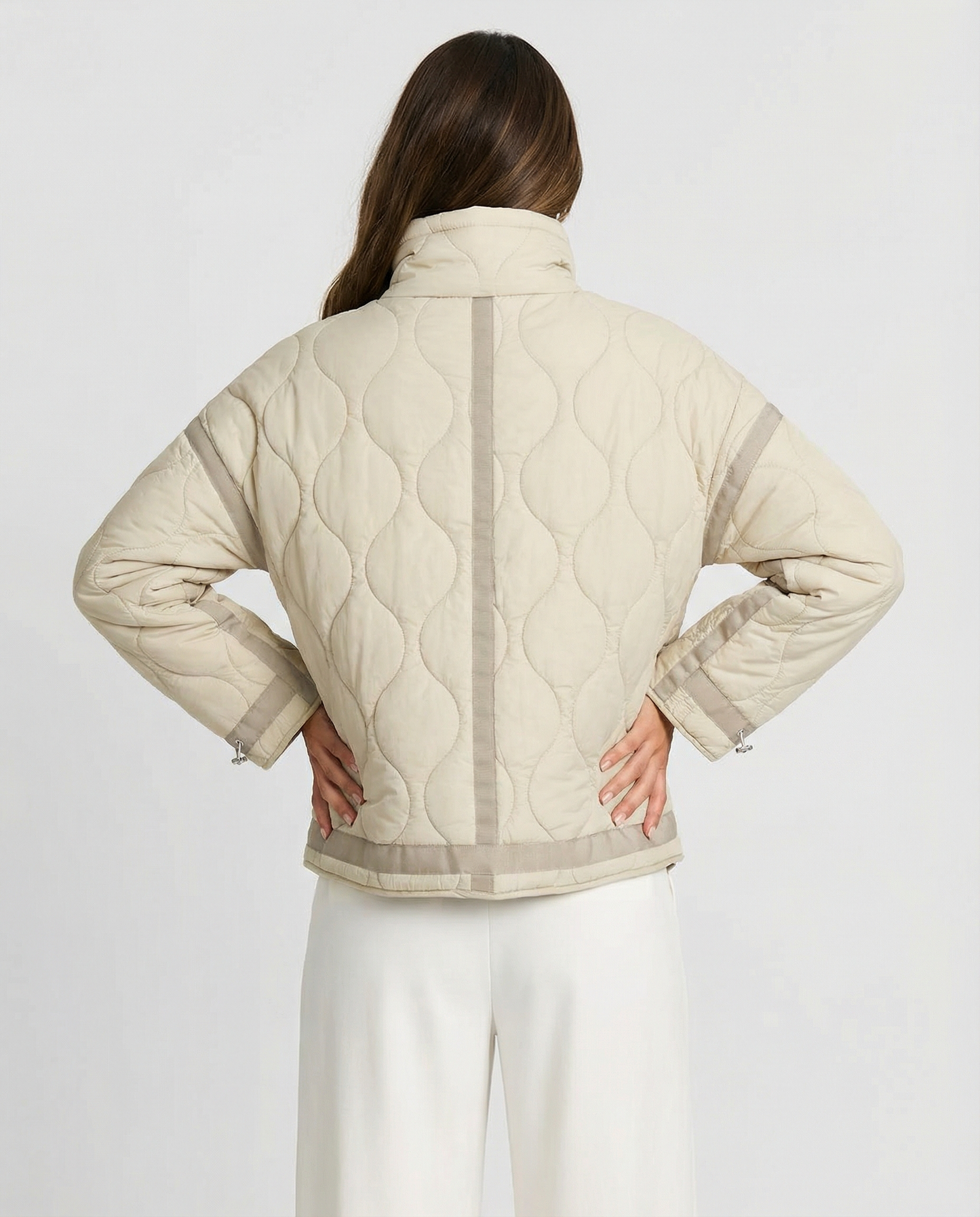 Liv | Winter Quilted Jacket Cream Padded Oversized Hooded