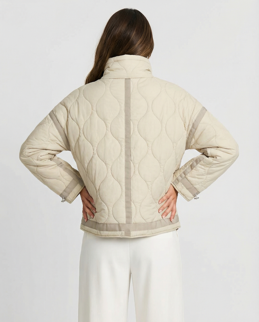 Liv | Winter Quilted Jacket Cream Padded Oversized Hooded