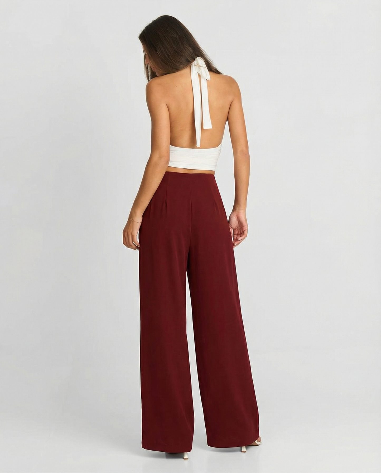 Margot | Wide Leg Pants Burgundy High Waisted