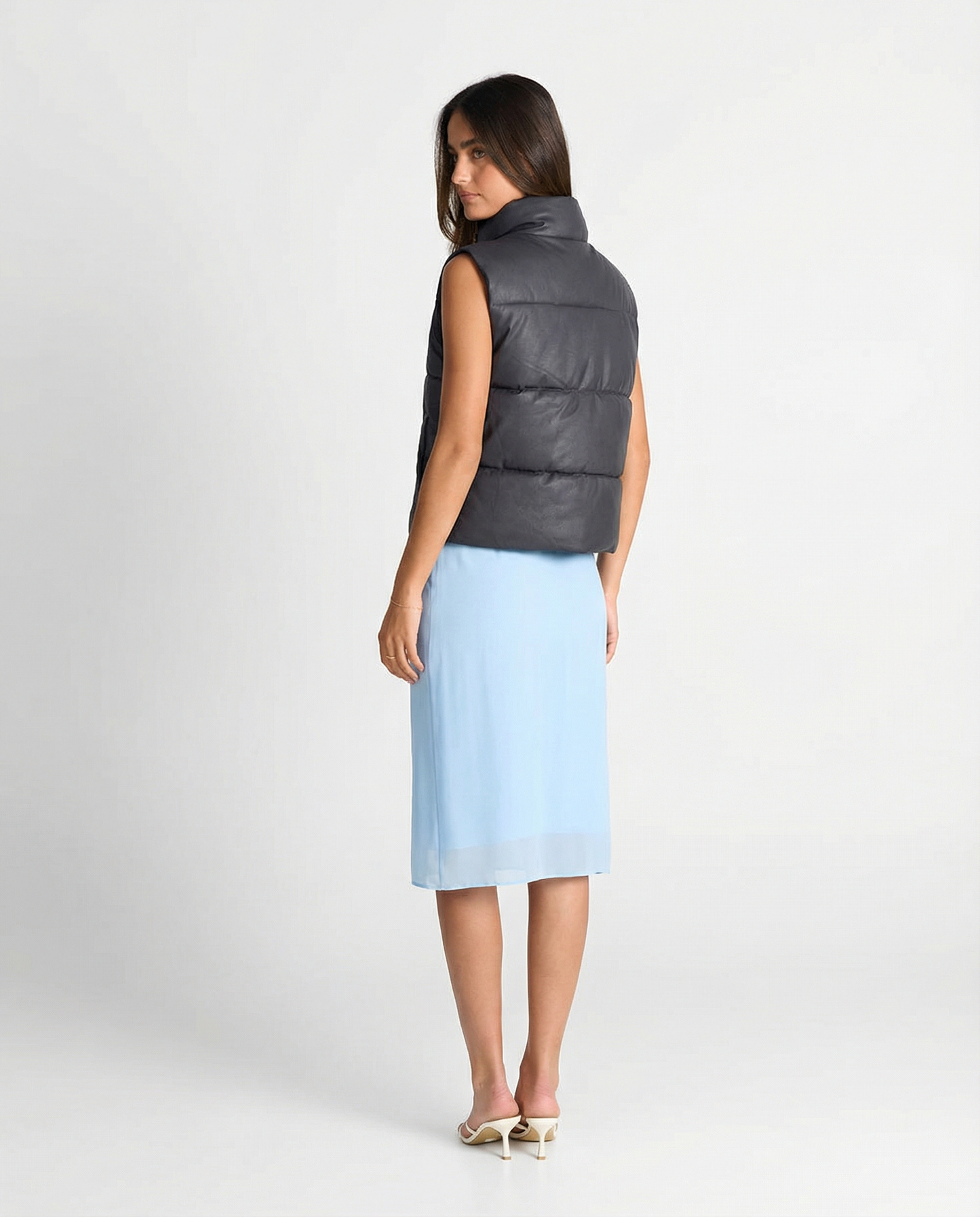 Ayla | Winter Puffer Jacket Grey Sleeveless Padded Zip Gilet