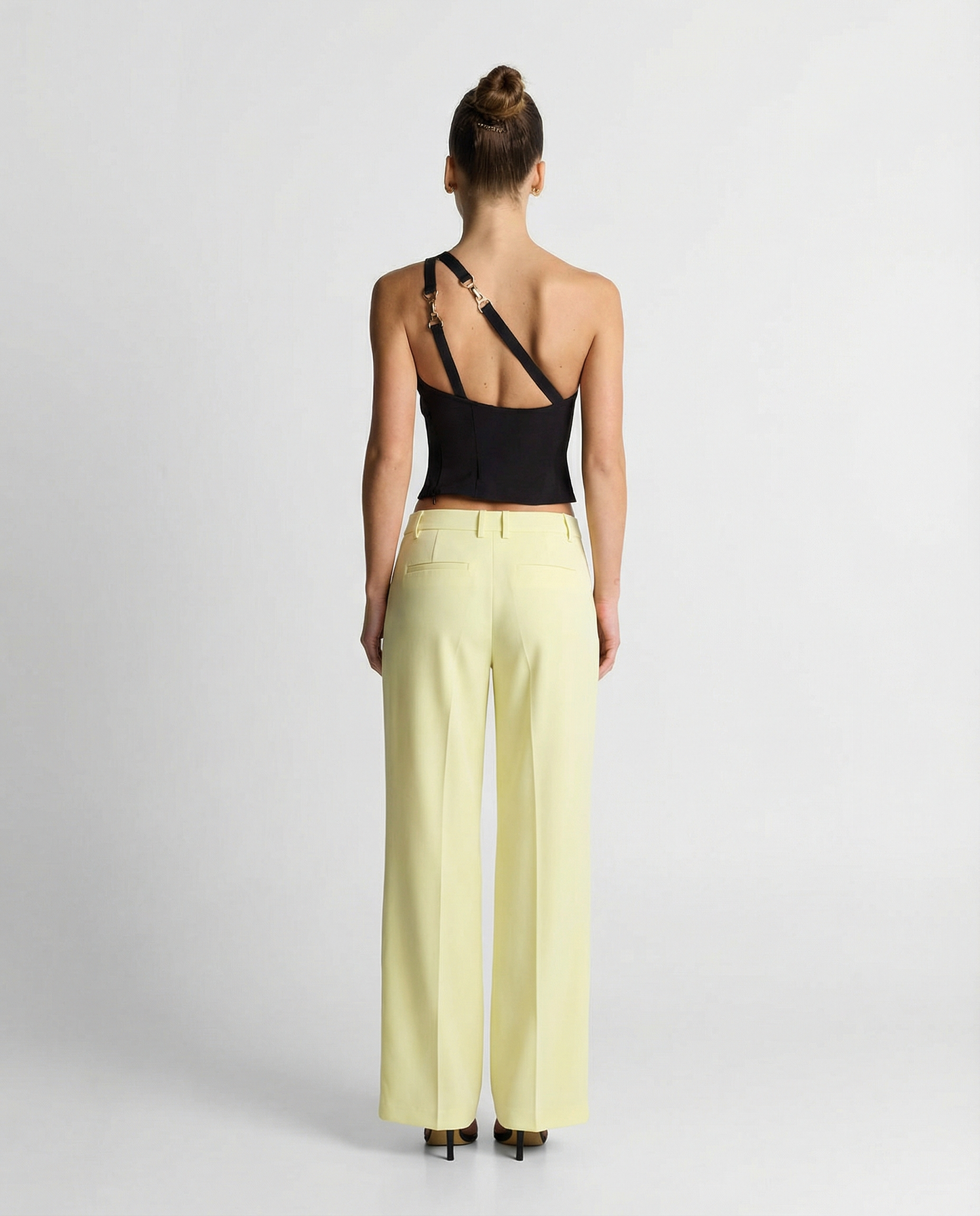 Margot | Wide Leg Pants Yellow High Waisted Tailored