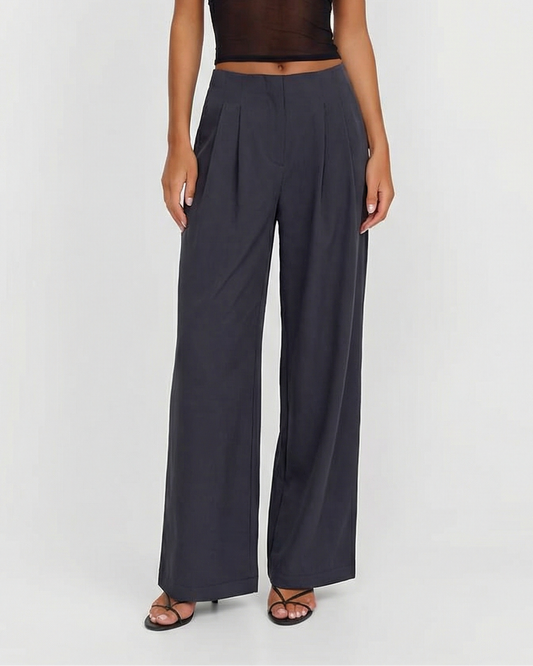 Willa | Casual Wide Leg Trousers Black Pleated