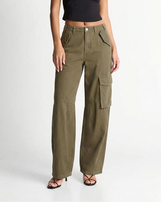 Margot | Cargo Pants Olive Wide Leg High Waisted