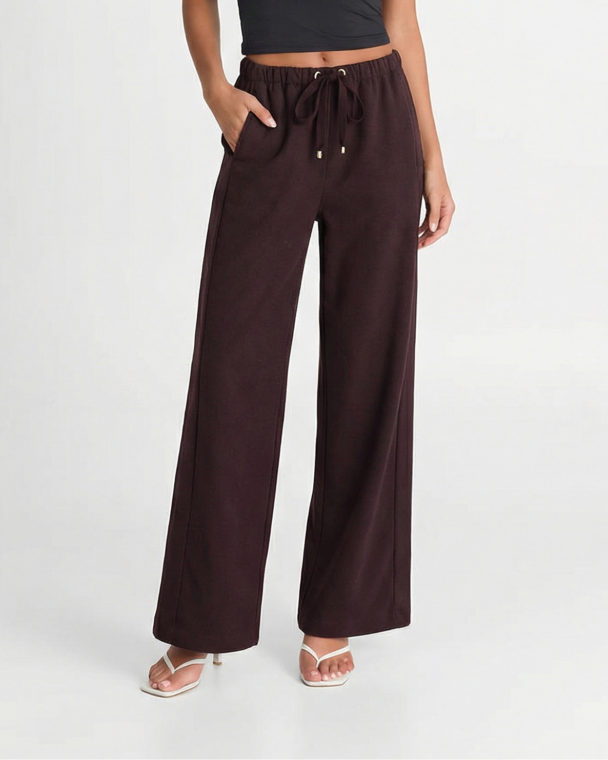 Xena | Casual Wide Leg Joggers Brown Drawstring