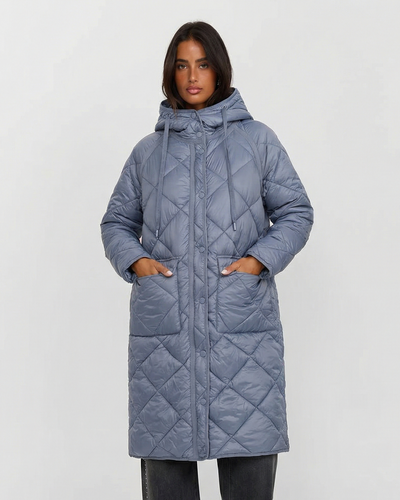 Lola | Winter Quilted Jacket Puffer Blue Long Hooded